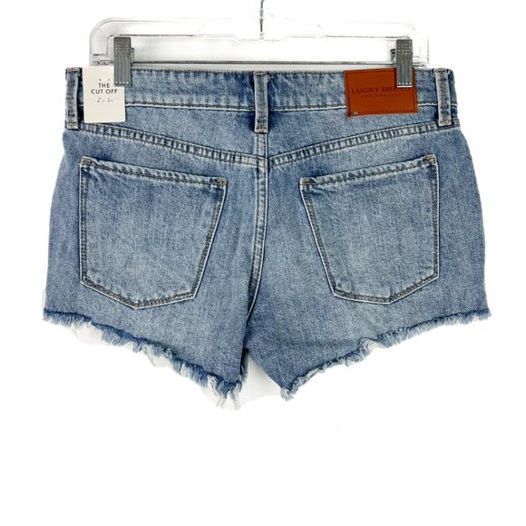 NWT Lucky Brand The Cut Off Shorts Frayed Denim Medium Wash Size 4 27 NEW - Picture 7 of 11